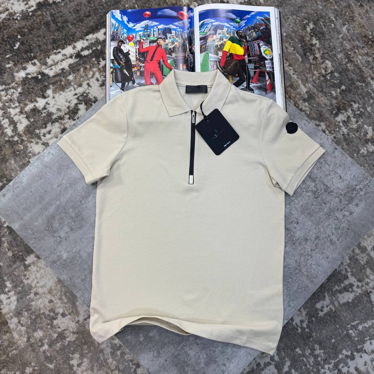 MNCLR HALF ZIP POLO-BEIGE