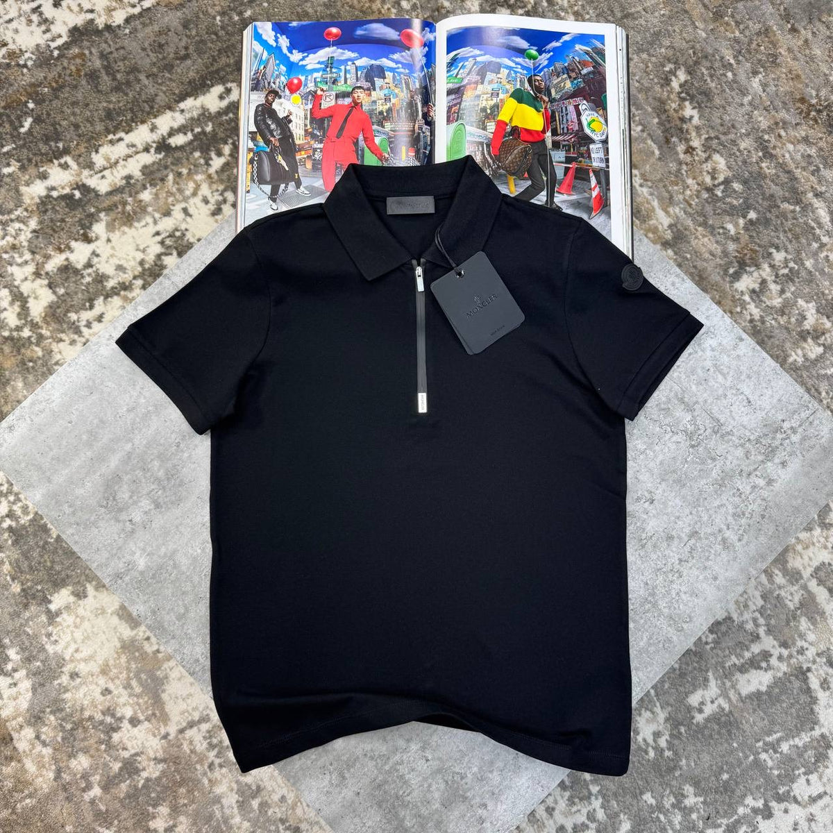 MNCLR HALF ZIP POLO-BLACK