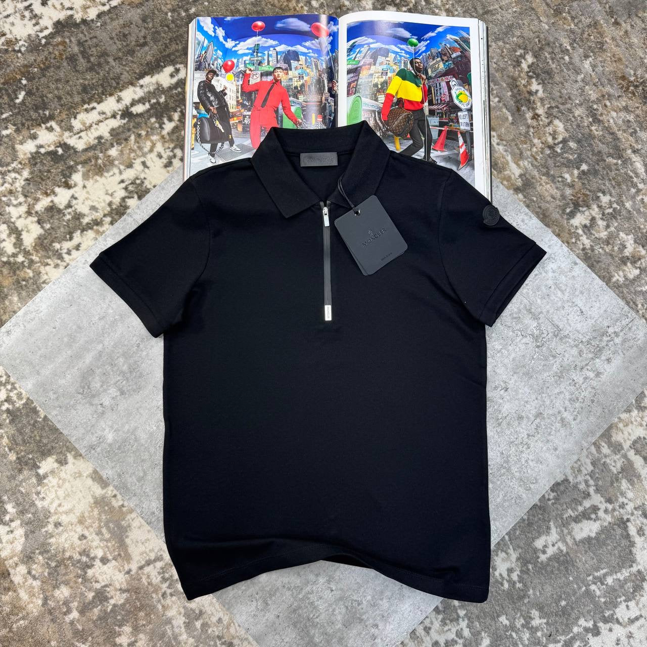 MNCLR HALF ZIP POLO-BLACK