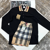 BRBERY SHORT SET BLACK/BEIGE