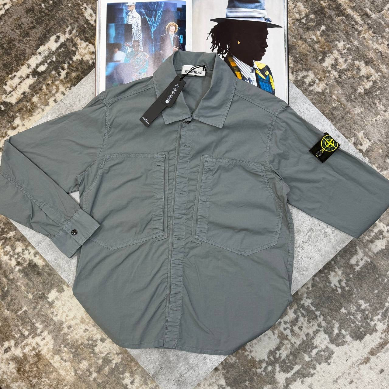 S.I BUTTON OVERSHIRT -DARKGREY