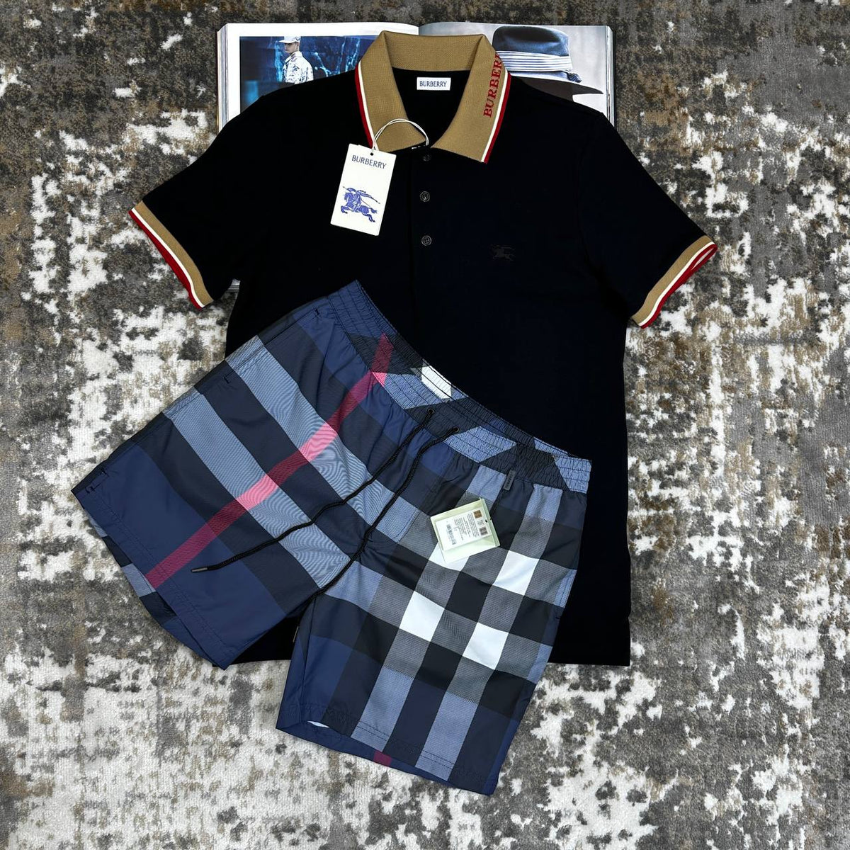 BURBERY SHORT SET BLACK|NAVY