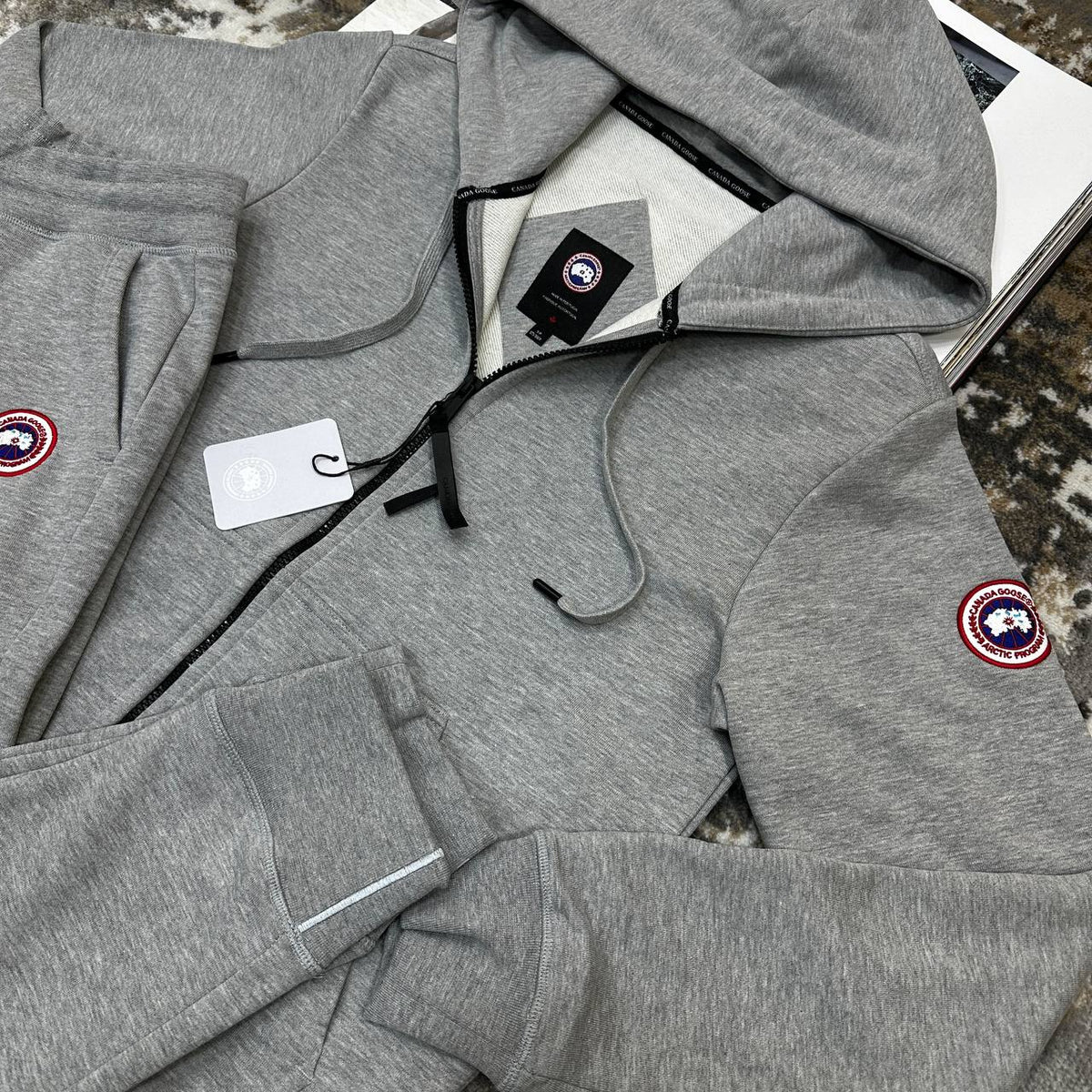 CNDA GOOSE TRACKSUIT-GREY WITH RED BADGE
