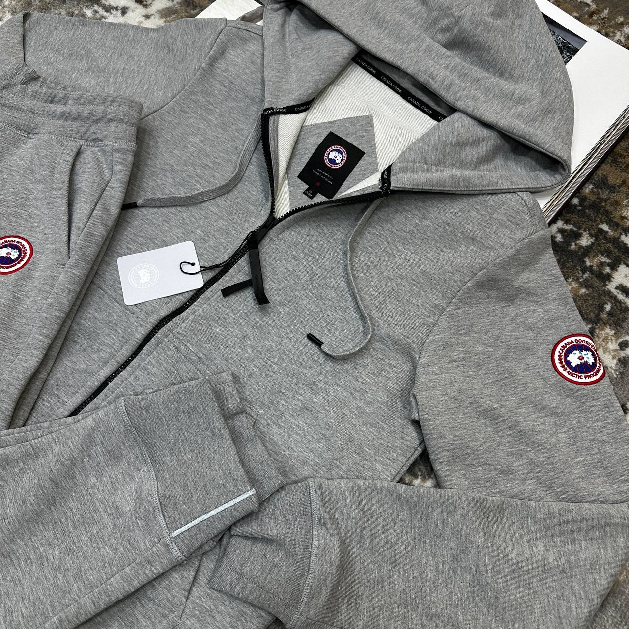 CNDA GOOSE TRACKSUIT-GREY WITH RED BADGE