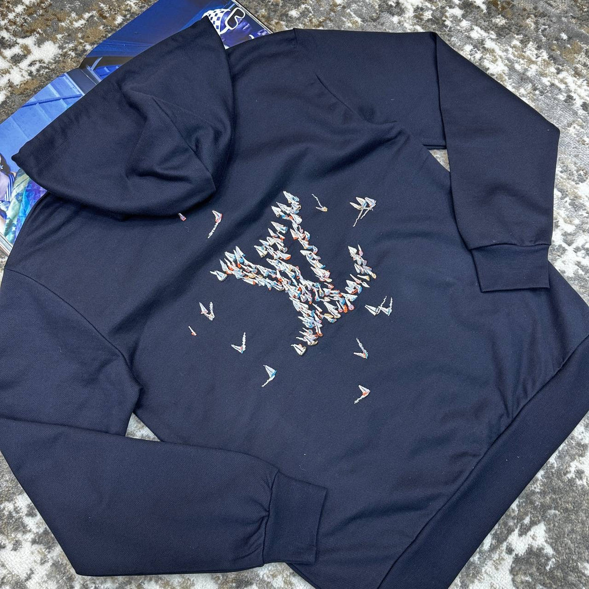 LOUS VUITTON EMBROIDERY HOODIE NAVY