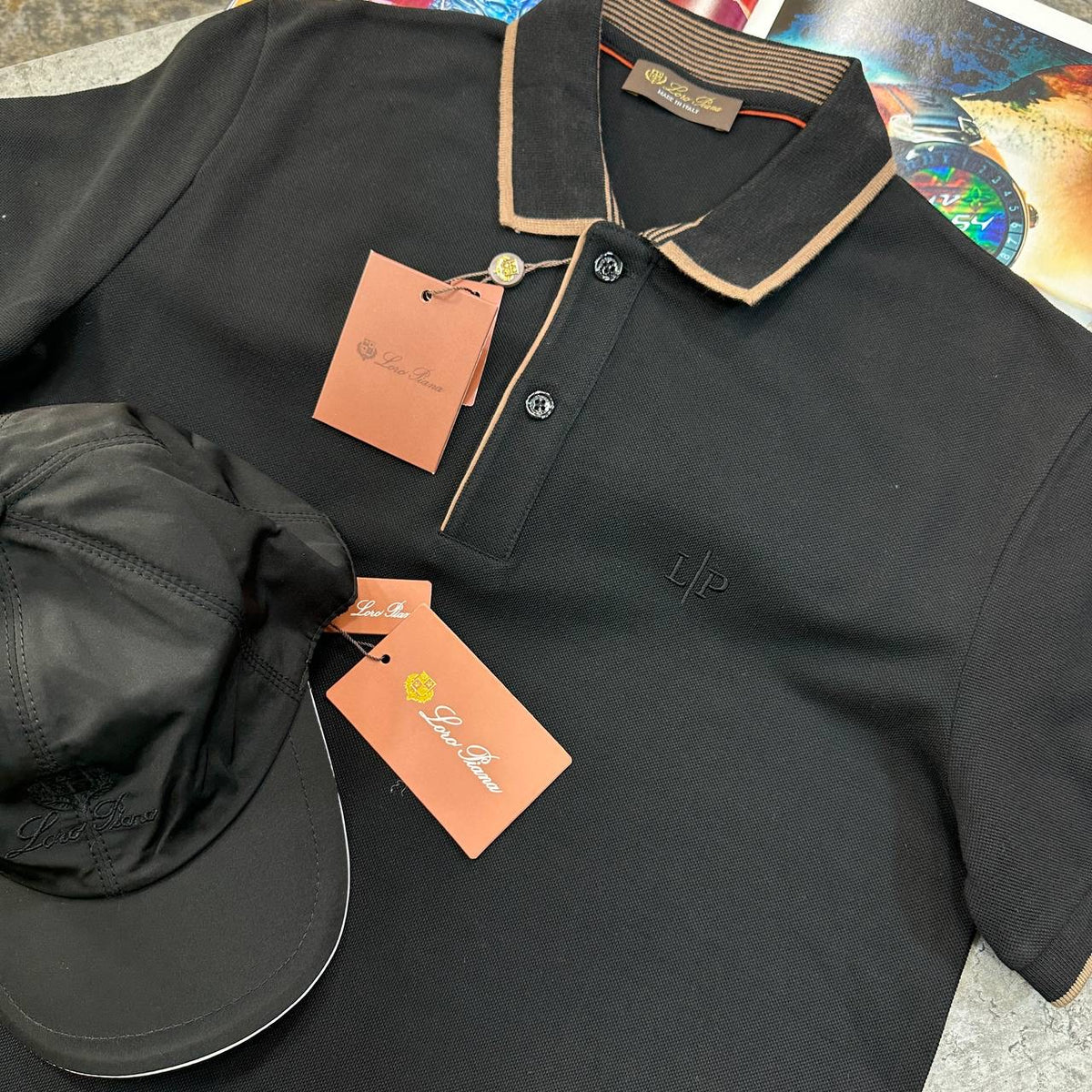 L.P FRONT BADGE POLO- BLACK