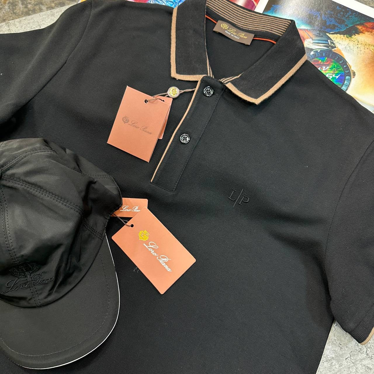 L.P FRONT BADGE POLO- BLACK