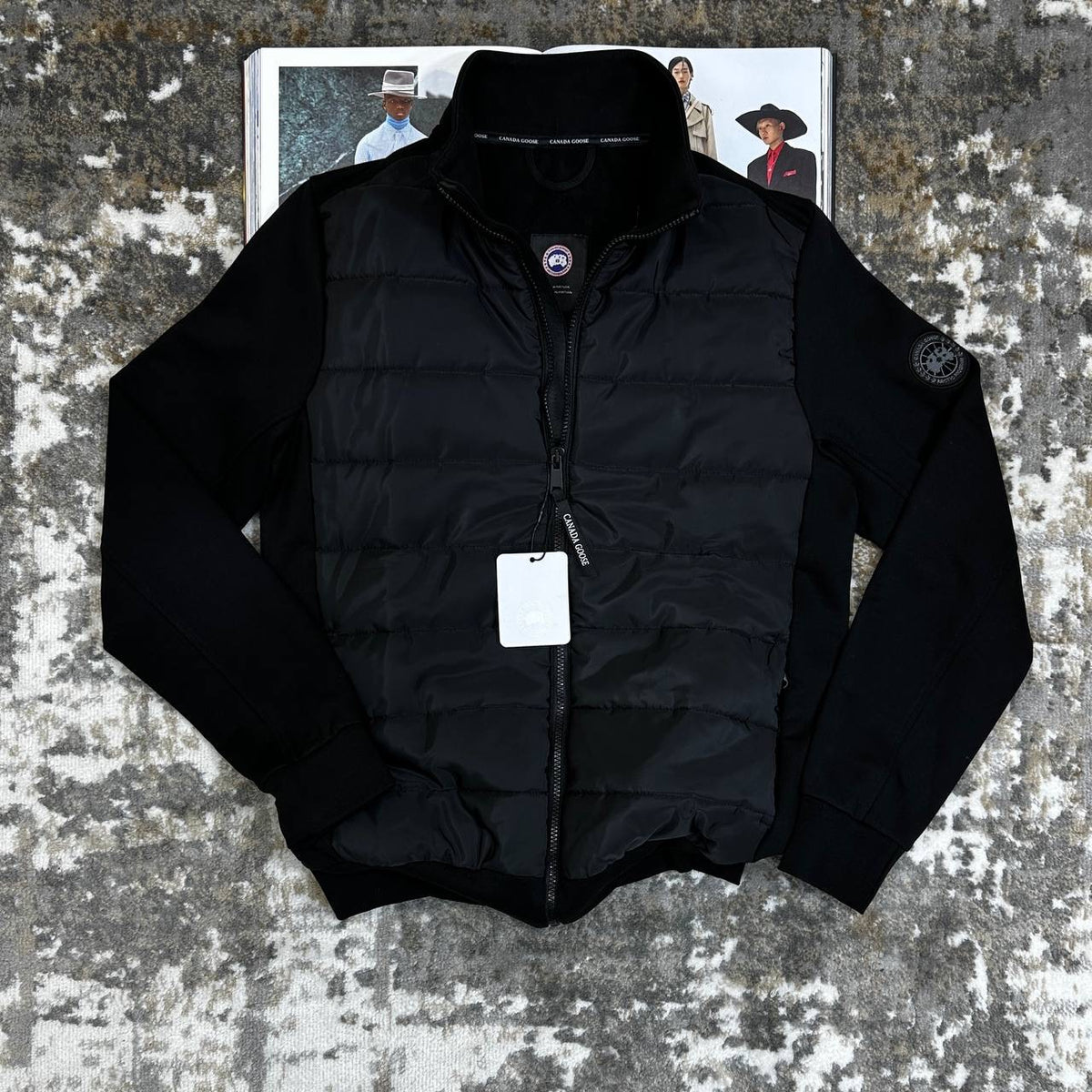 CNADA-GOOSE ZIP JACKET-BLACK WITH BLACK BADGE