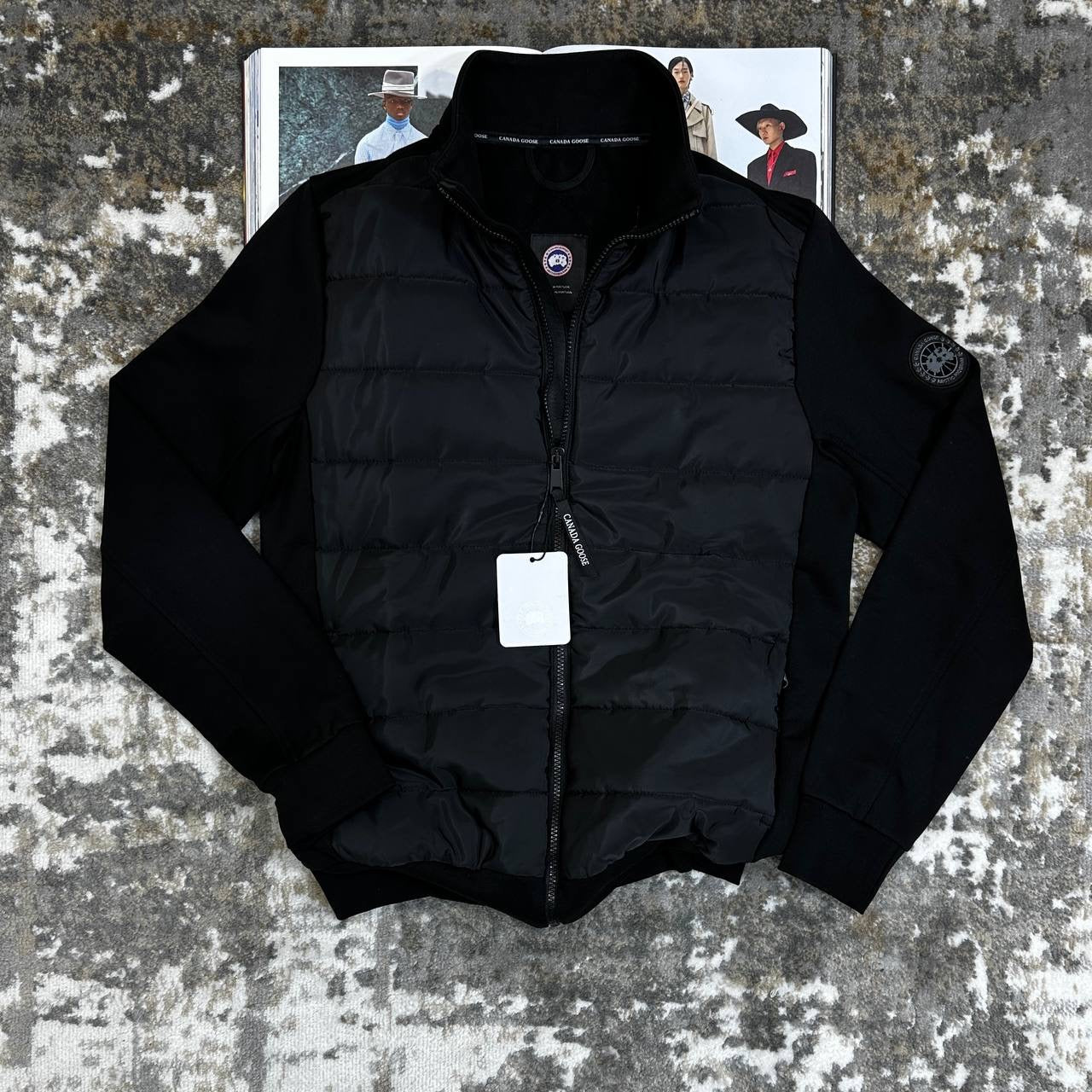 CNADA-GOOSE ZIP JACKET-BLACK WITH BLACK BADGE