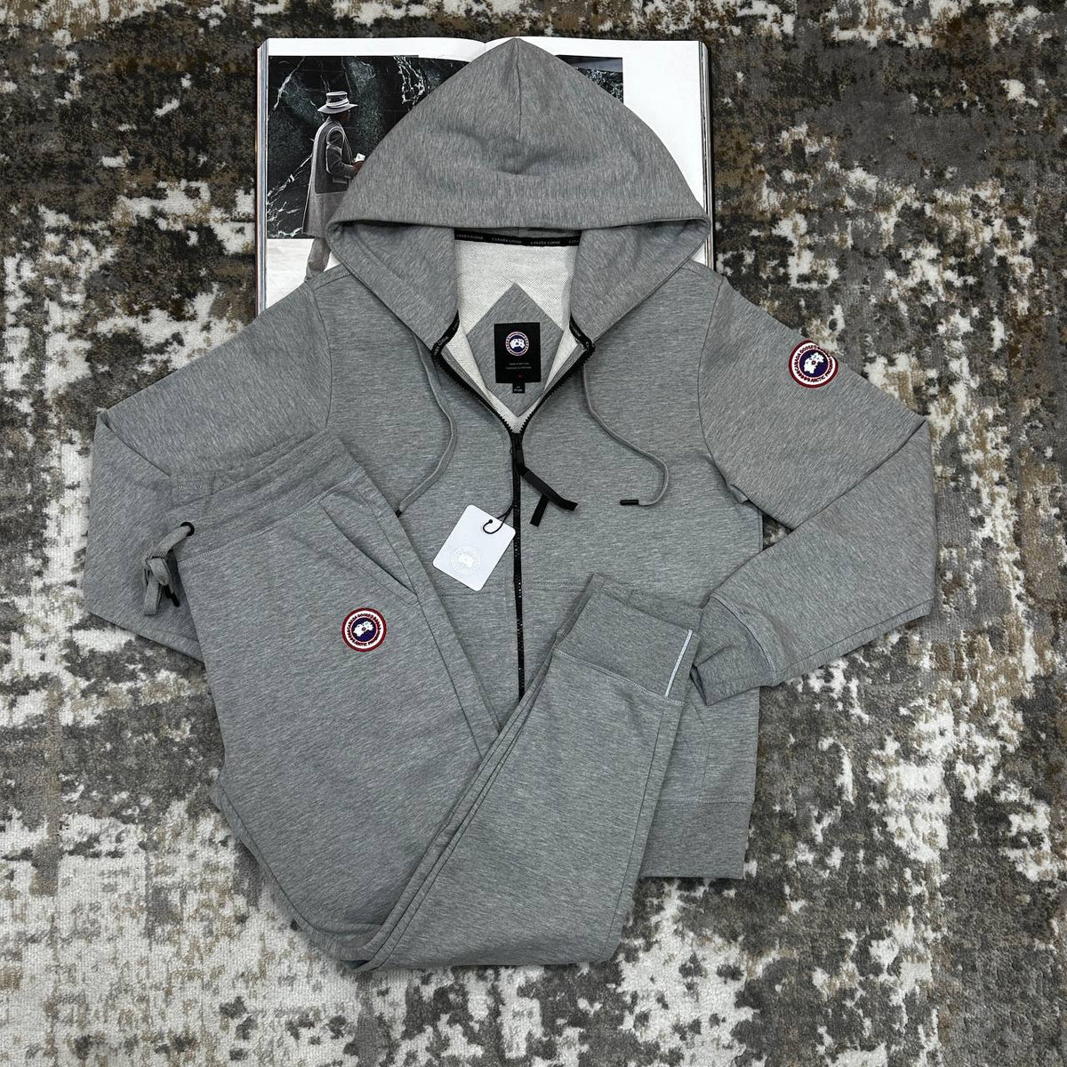 CNDA GOOSE TRACKSUIT-GREY WITH RED BADGE