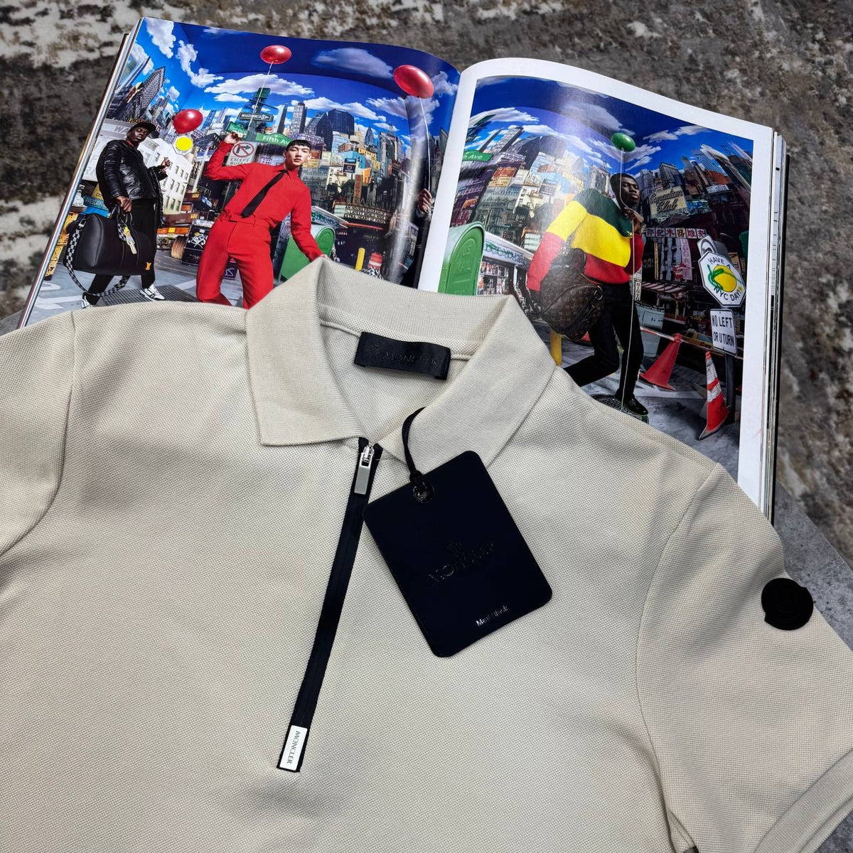 MNCLR HALF ZIP POLO-BEIGE