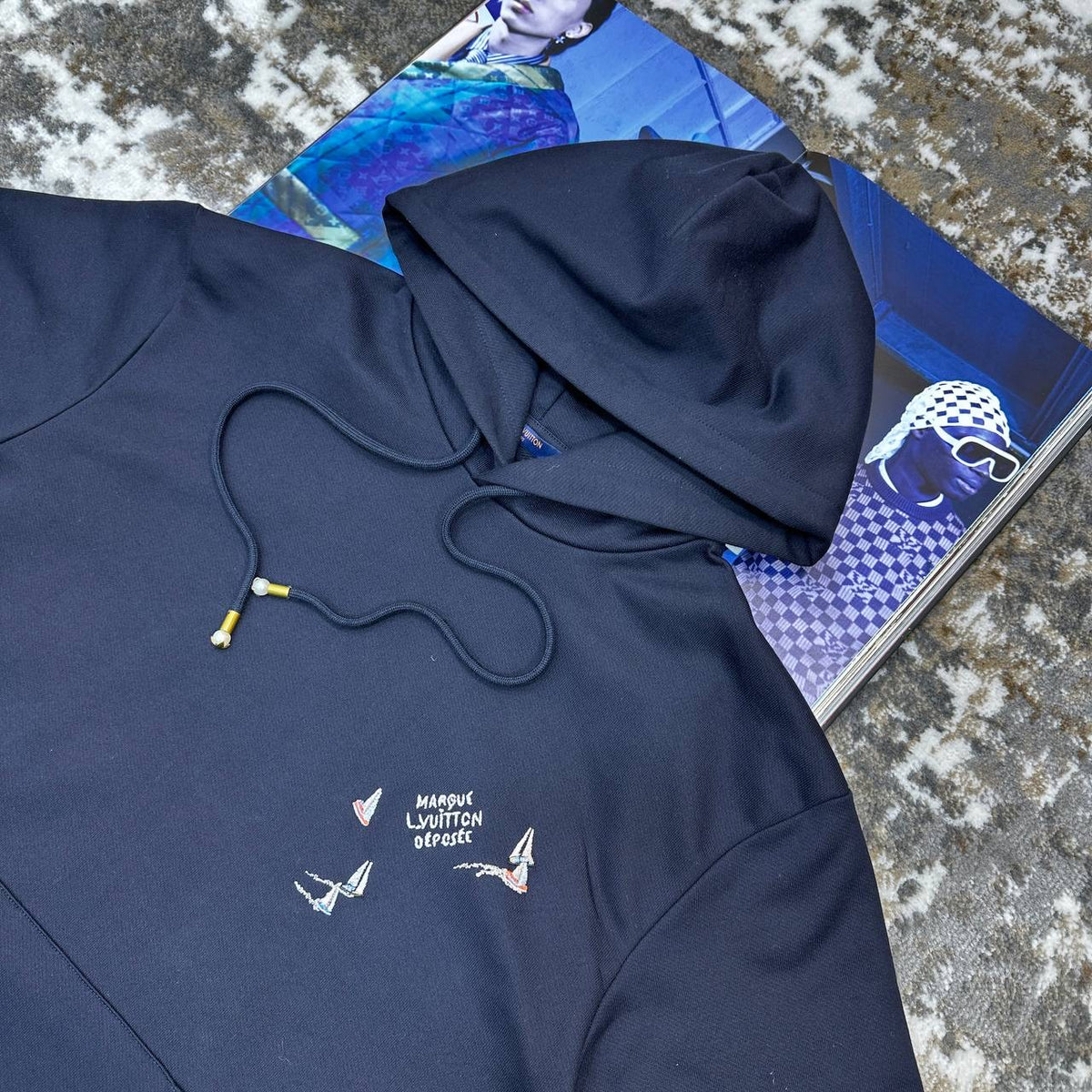 LOUS VUITTON EMBROIDERY HOODIE NAVY