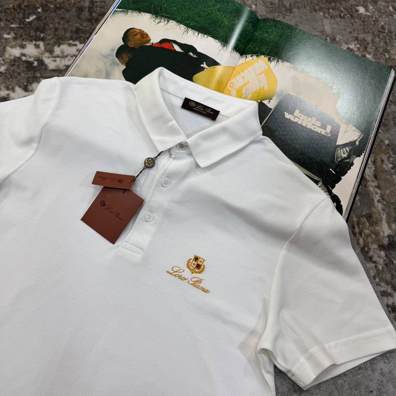 L.P FRONT BADGE POLO- WHITE