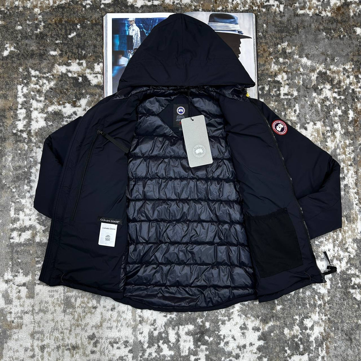 CNADA-GOOSE ZIP JACKET-NAVY WITH RED BADGE