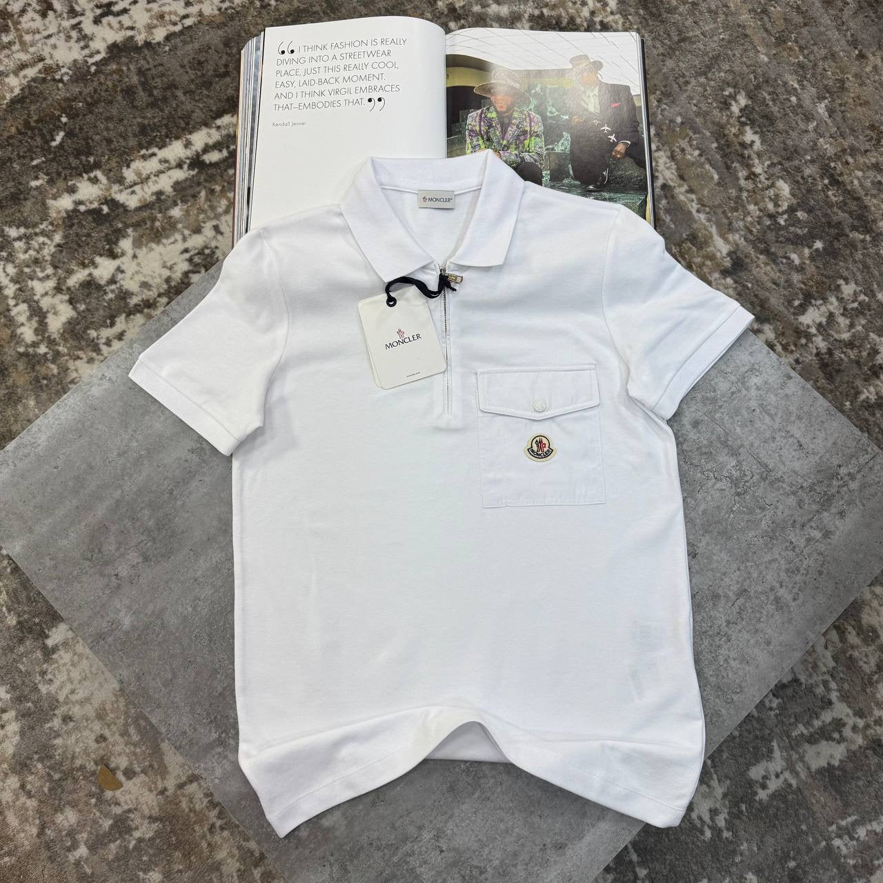 NCLR FRONT POCKET POLO- WHITE