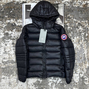 CNADA-GOOSE ZIP CROFTON JACKET-BLACK WITH RED BADGE