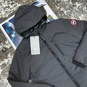 CNADA-GOOSE ZIP JACKET-GREY WITH RED BADGE