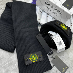 STNE HAT AND SCARF BLACK WITH BOX