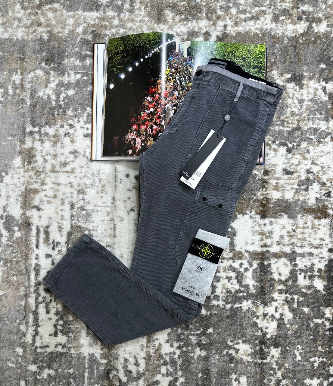 STNE CORD PANTS-GRAY