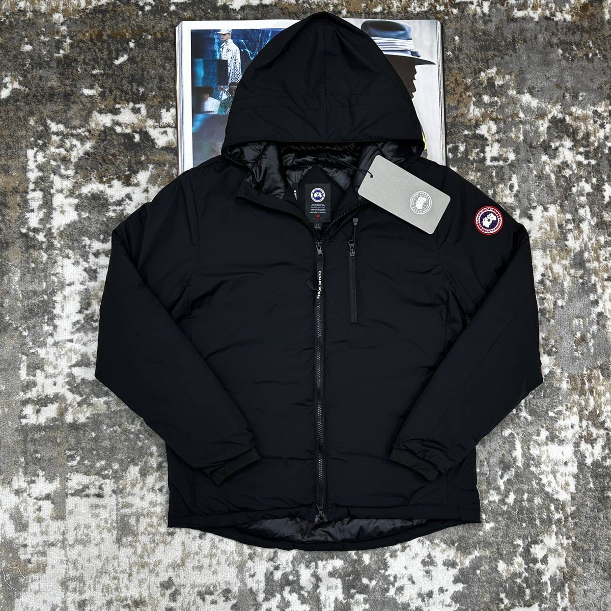 CNADA-GOOSE ZIP JACKET-BLACK WITH RED BADGE