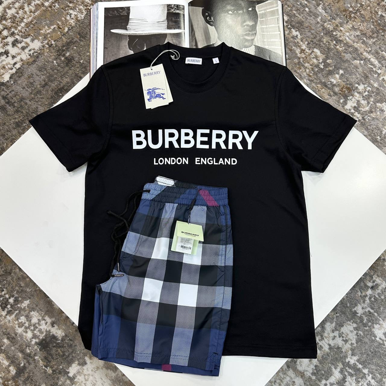 BURBERY SHORT SET BLACK/BLUE