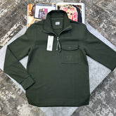 C.P FRONT POCKET HALFZIP JUMPER KAHKHI