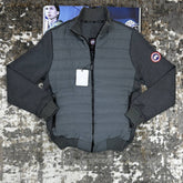 CNADA-GOOSE ZIP JACKET-GREY WITH RED BADGE