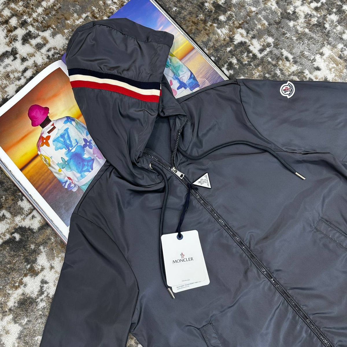 MONLR JACKET WITH  HOOD STRIPS GREY
