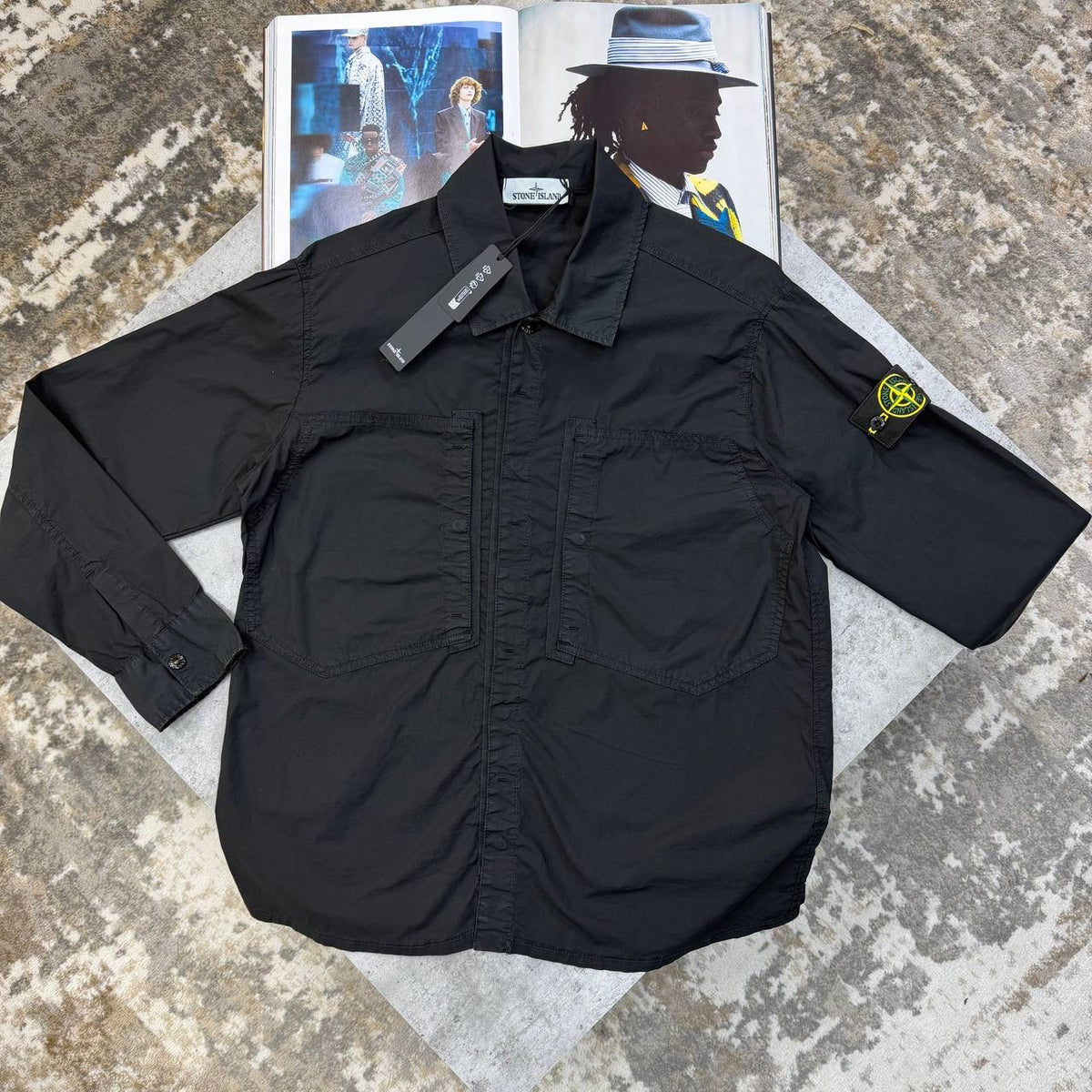 S.I BUTTON OVERSHIRT -BLACK