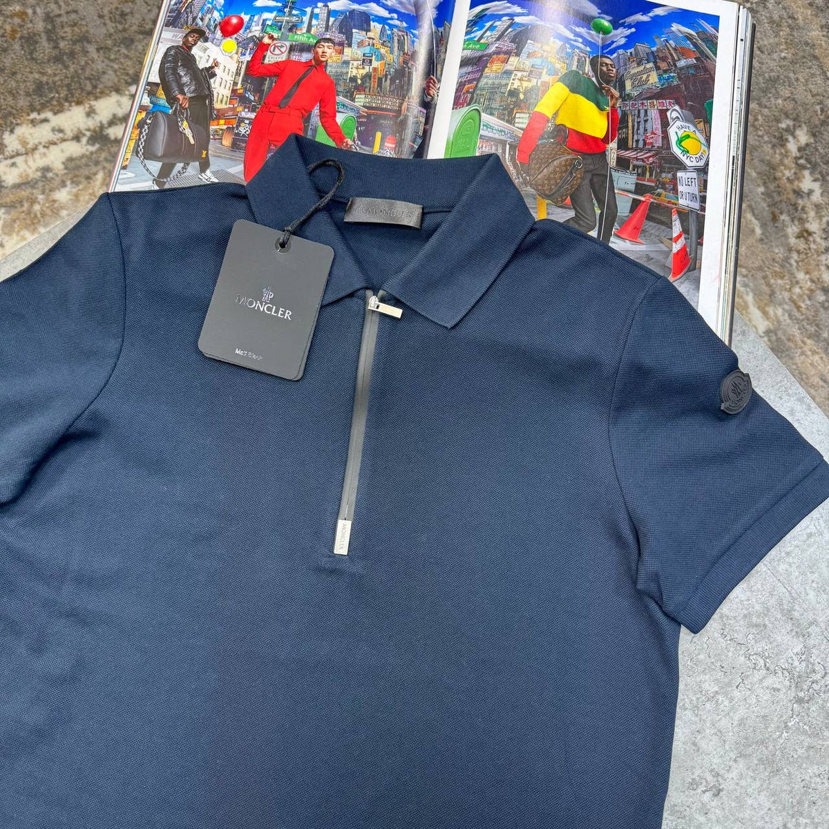 MNCLR HALF ZIP POLO-NAVY