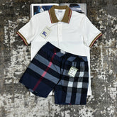 BURBERY SHORT SET WHITE|NAVY
