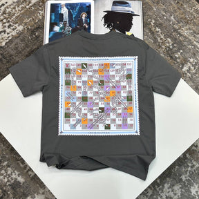 L.V BACK BIG SNAKE PRINTED TSHIRT-GREY