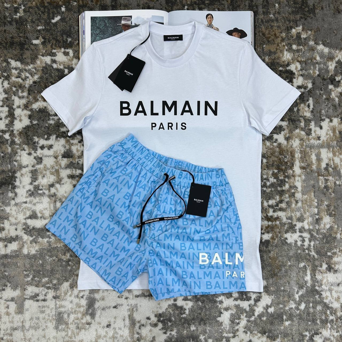 BALMN SHORT SET WHITE|BLUE
