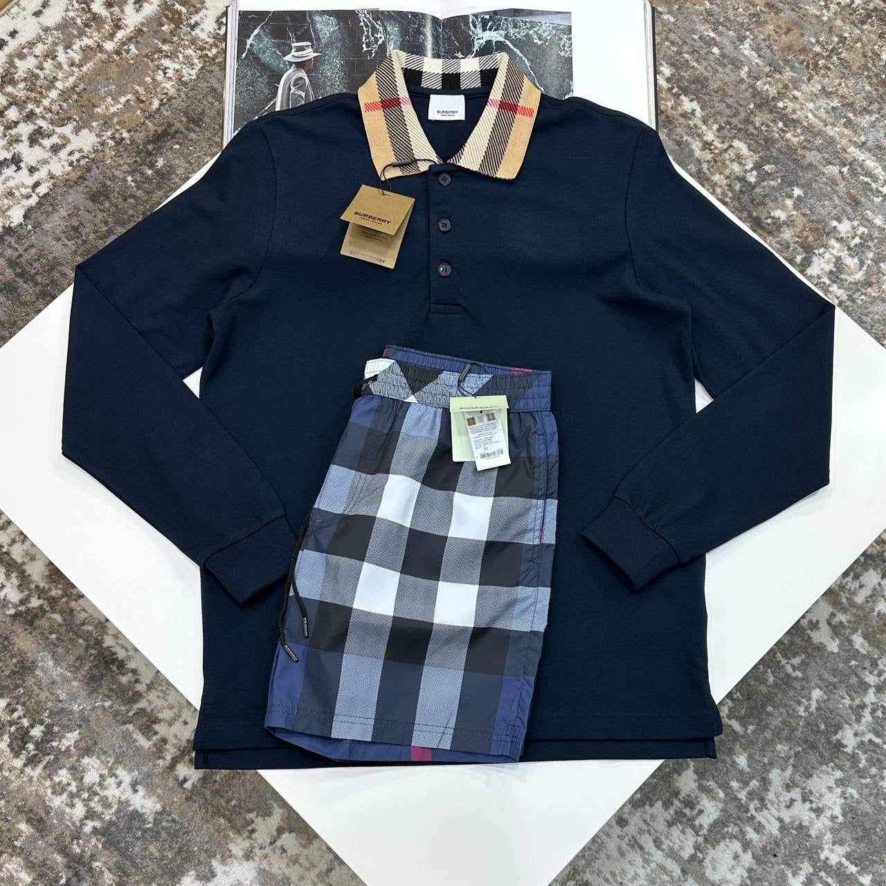 BRBERY SHORT SET NAVY/BLUE