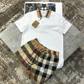 BRBERY SHORT SET WHITE/BEIGE