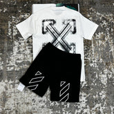 OF-WHITE SHORT SET BLACK|WHITE