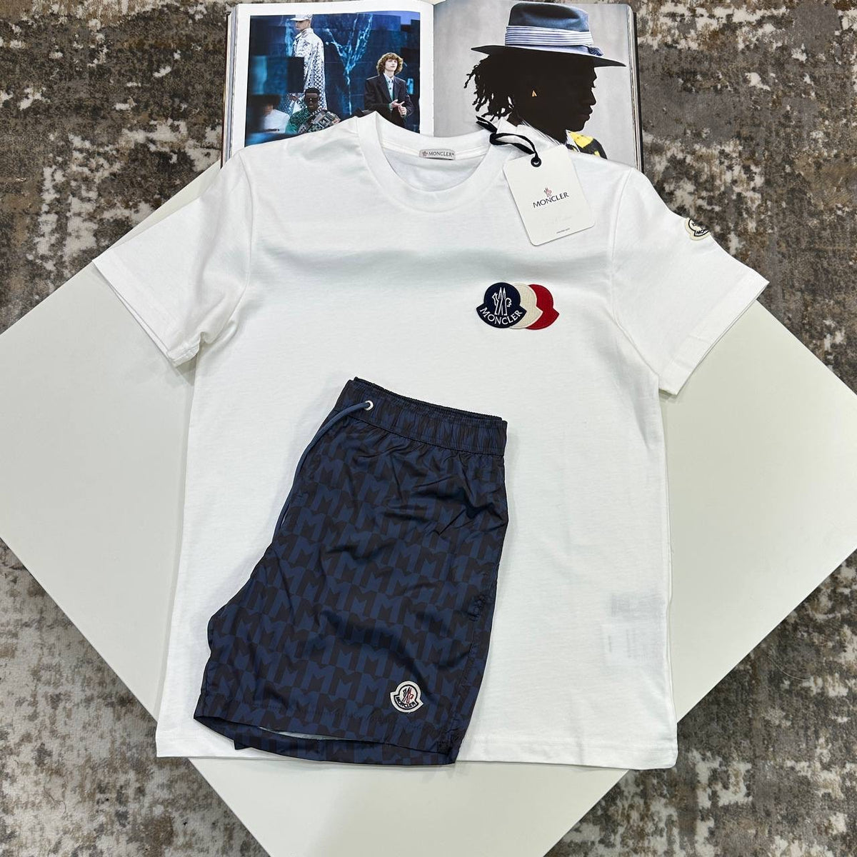 MNLCR SHORT SET WHITE/NAVY