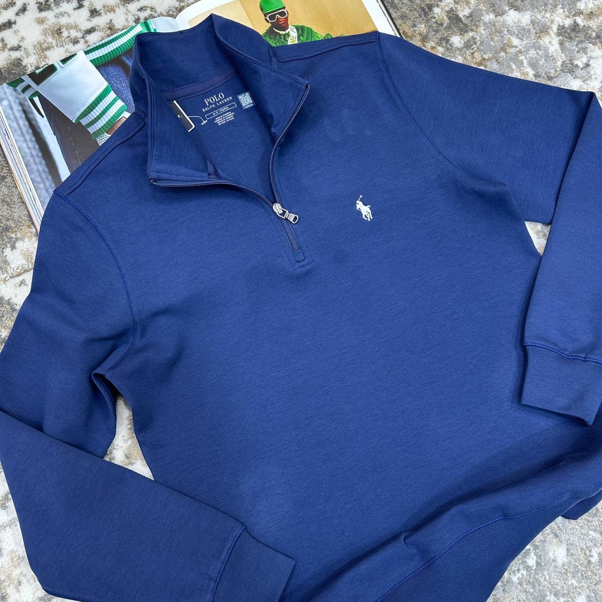 RLPH LAUREN HALF ZIP JUMPER DARK BLUE