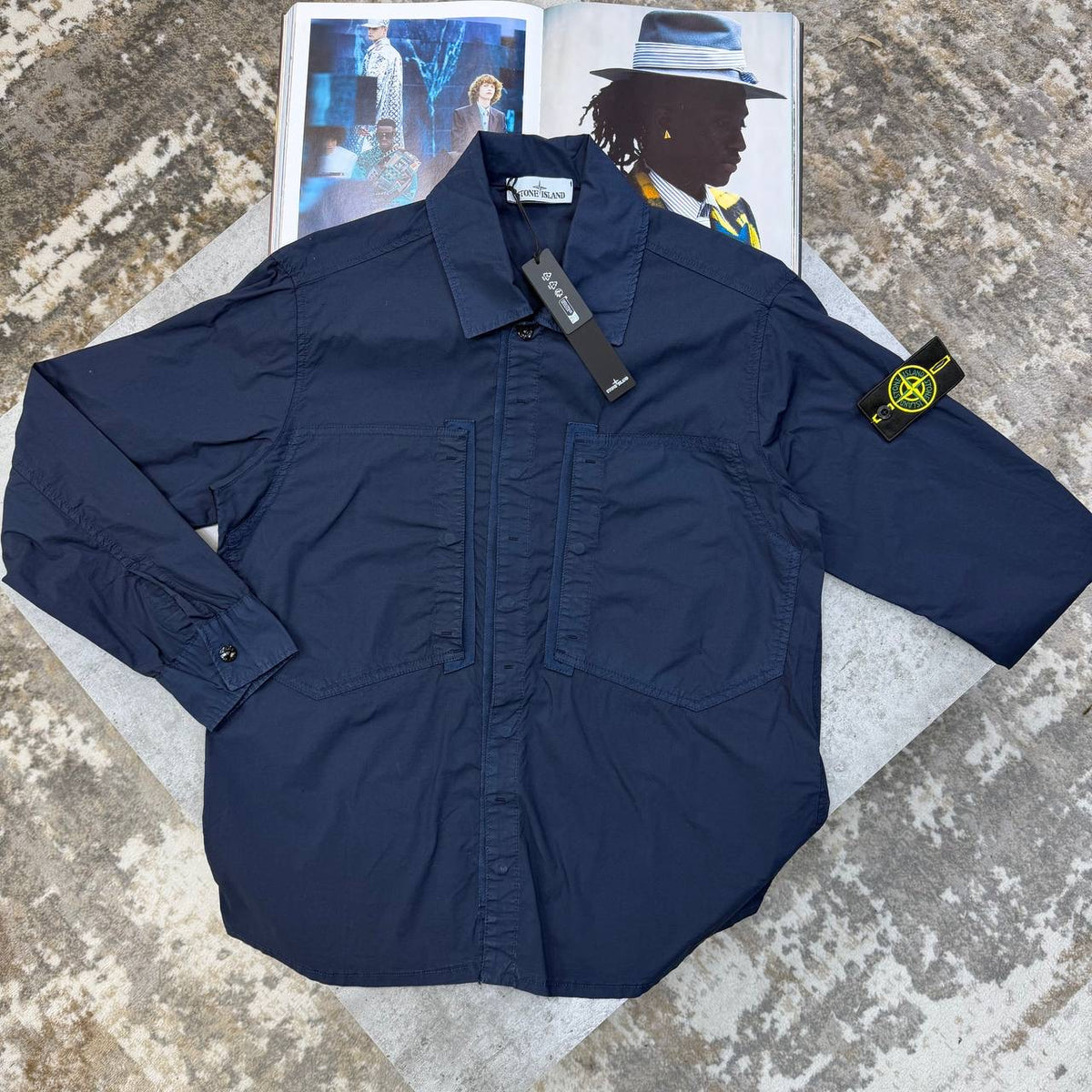 S.I BUTTON OVERSHIRT -NAVY