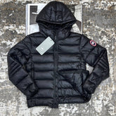 CNADA-GOOSE ZIP CROFTON JACKET-BLACK WITH RED BADGE