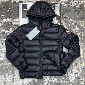 CNADA-GOOSE ZIP CROFTON JACKET-BLACK WITH RED BADGE