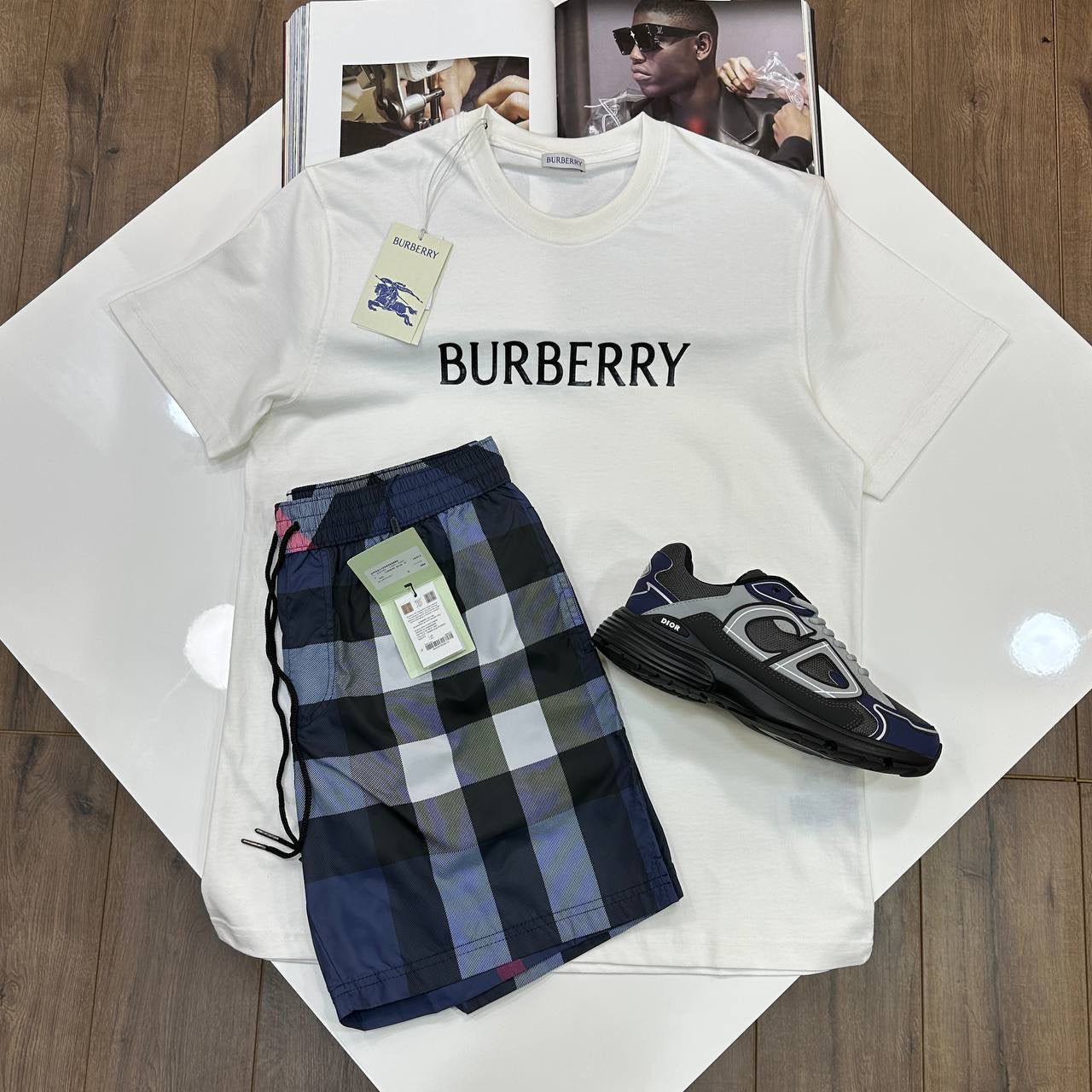 BRBRY SHORT SET WHITE/BLUE