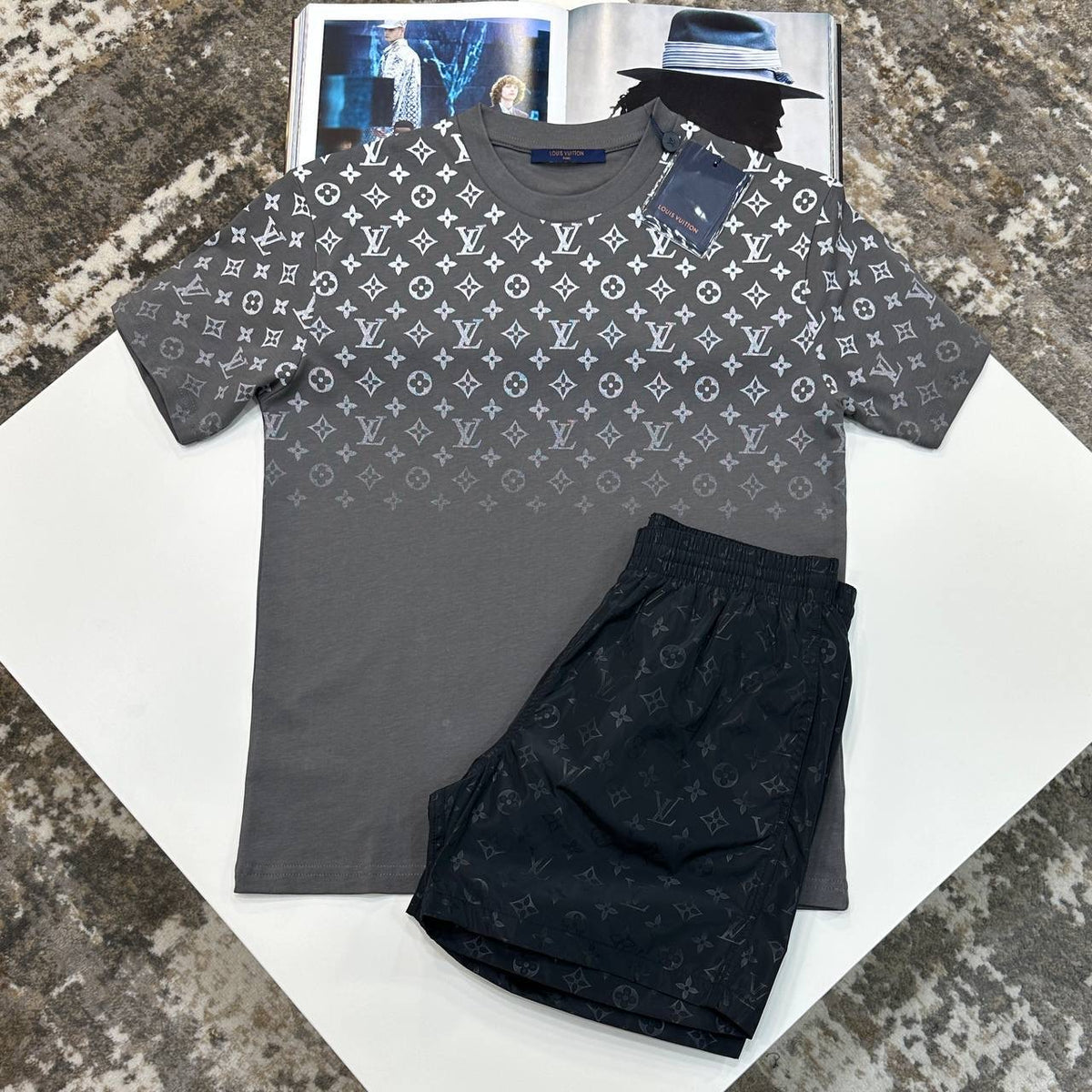 L.V SHORT SET GREY/BLACK