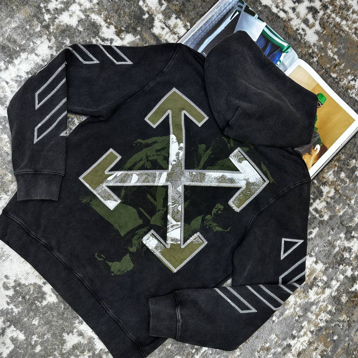 OFF-WHITE EMBROIDERY HOODIE BLACK