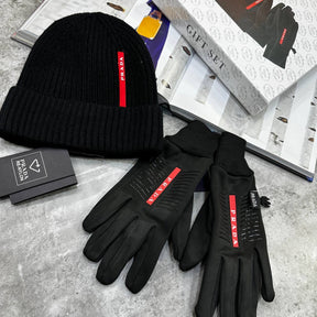 PRDA HAT AND GLOVE SET BLACK WITH BOX