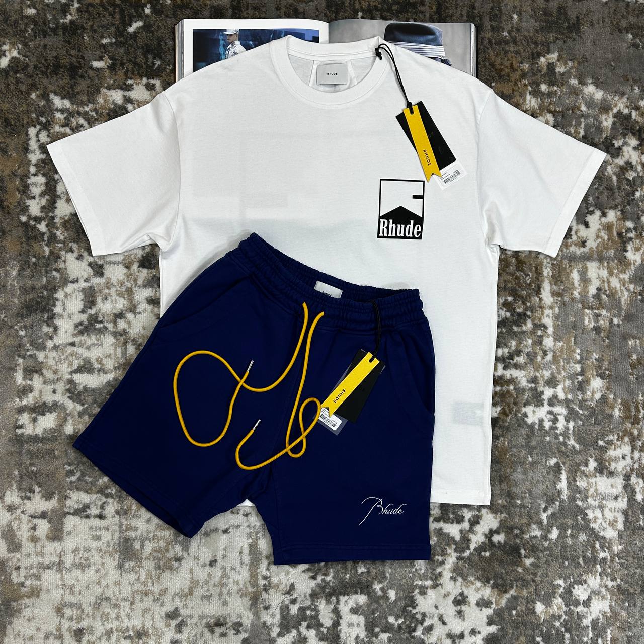 RUDE SHORTS SET WHITE|navy