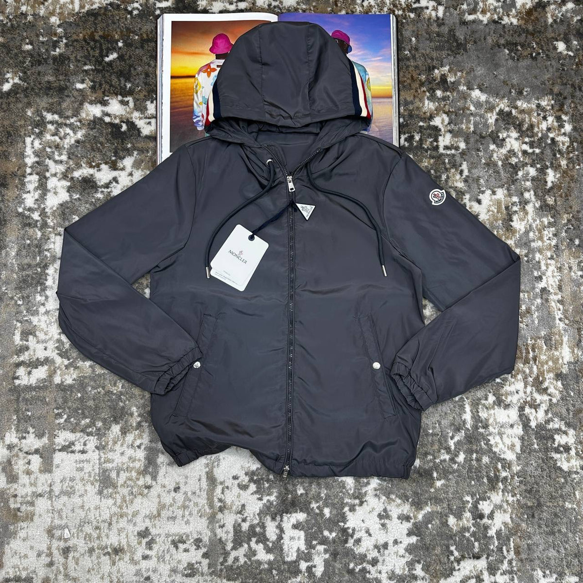 MONLR JACKET WITH  HOOD STRIPS GREY